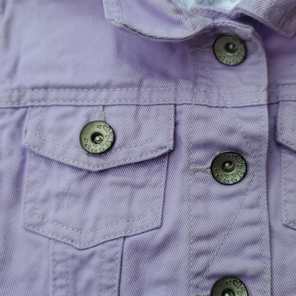 Justice Lilac Purple Denim Crop Jacket Girls 6/7 - Picture 3 of 8